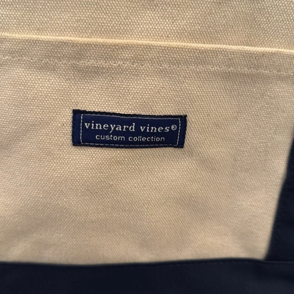 Delta Zeta Vineyard Vines Cream and Red Canvas Tote Bag. - Picture 2 of 5